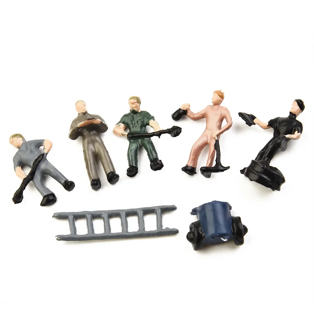 27Pcs Model Train Track Railroad Worker People Figures With Tools 1:87 Scale Home Garden Mini Ornament Worker/stand Random