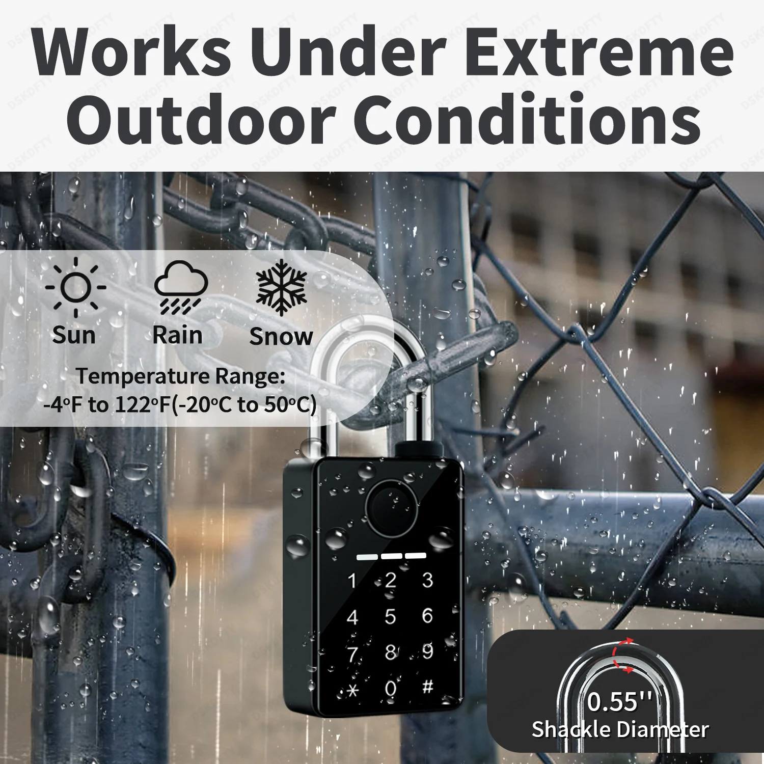 Tuya Password Bluetooth Padlock Touch Screen RFID IC Card Key Home Security Waterproof Cabinet Electronic Bag Luggage Padlock