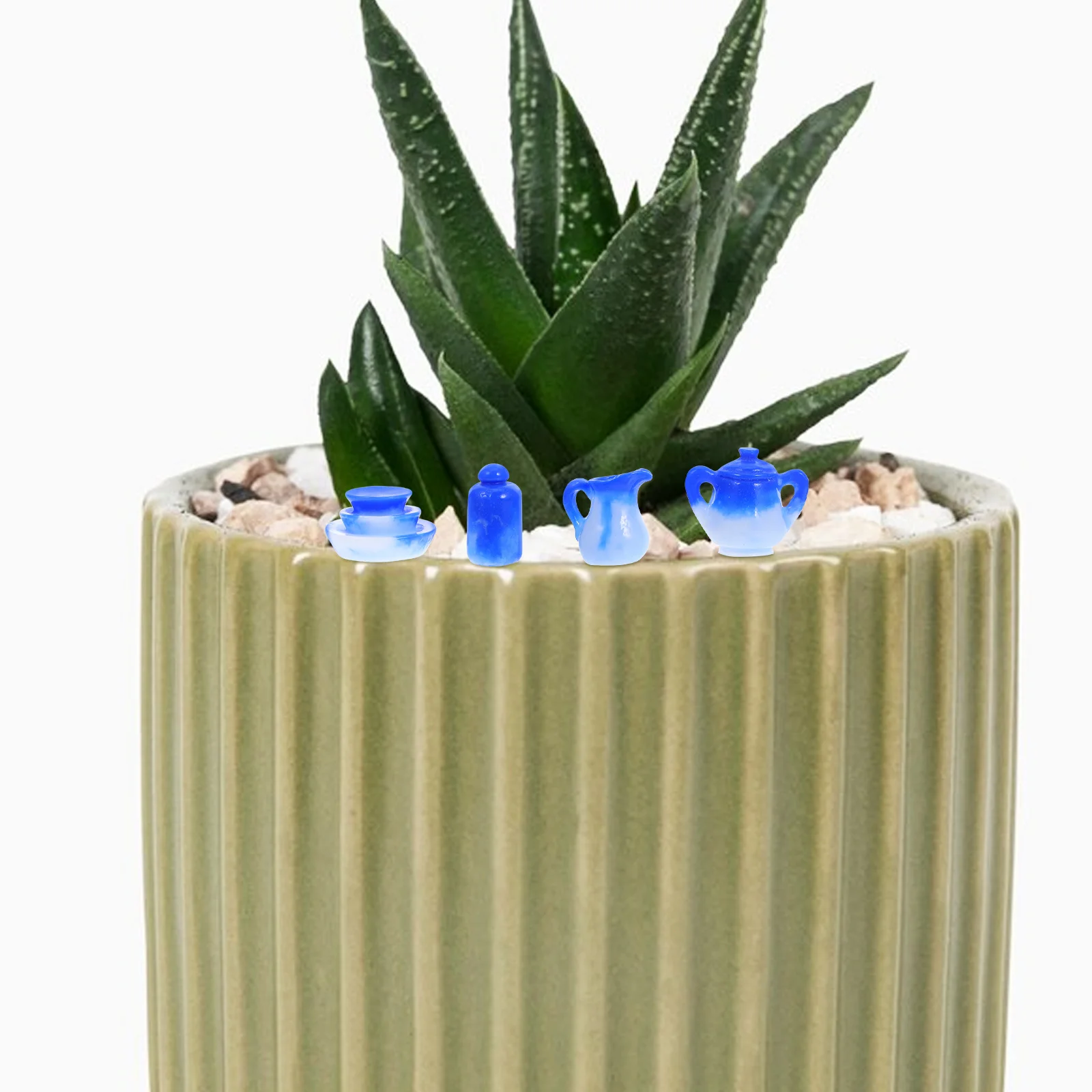 

10Pcs Mini Blue White Porcelain Plate Wine Glass Set Miniature Kitchen Accessories DIY Decoration Home Office Display Special