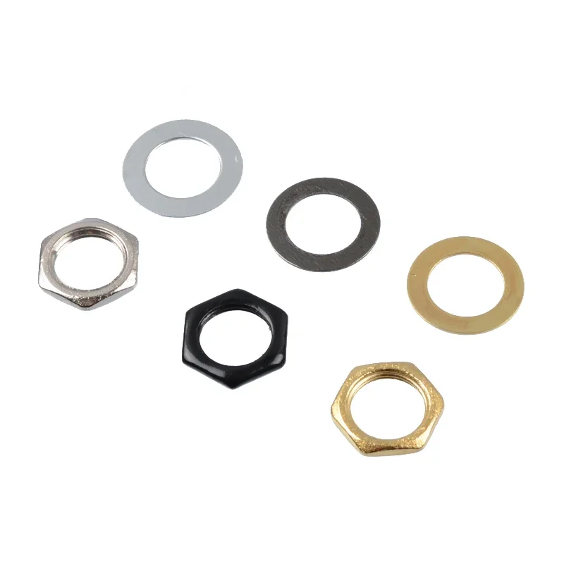 50 Sets 9mm Electric Bass Guitar Nut Washer For Input Output Jack,M9 Bass Guitar Socket Nut Gasket Silver Gold Black For Choose