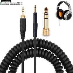OFC Replacement Spring Coiled 6.35mm Aux Cable Extension Cord for Sennheiser Neumann NDH 20 30 Headphones