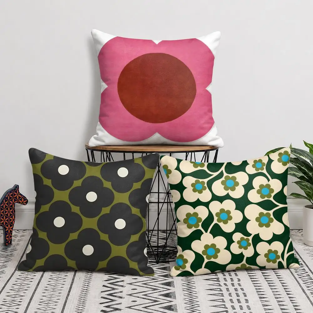 Retro Floral Seamless Pattern Cushion Cover Natural Linen Organic Fabric Double-Sided Printing Sofa Home Decor Gift Pillow Cover