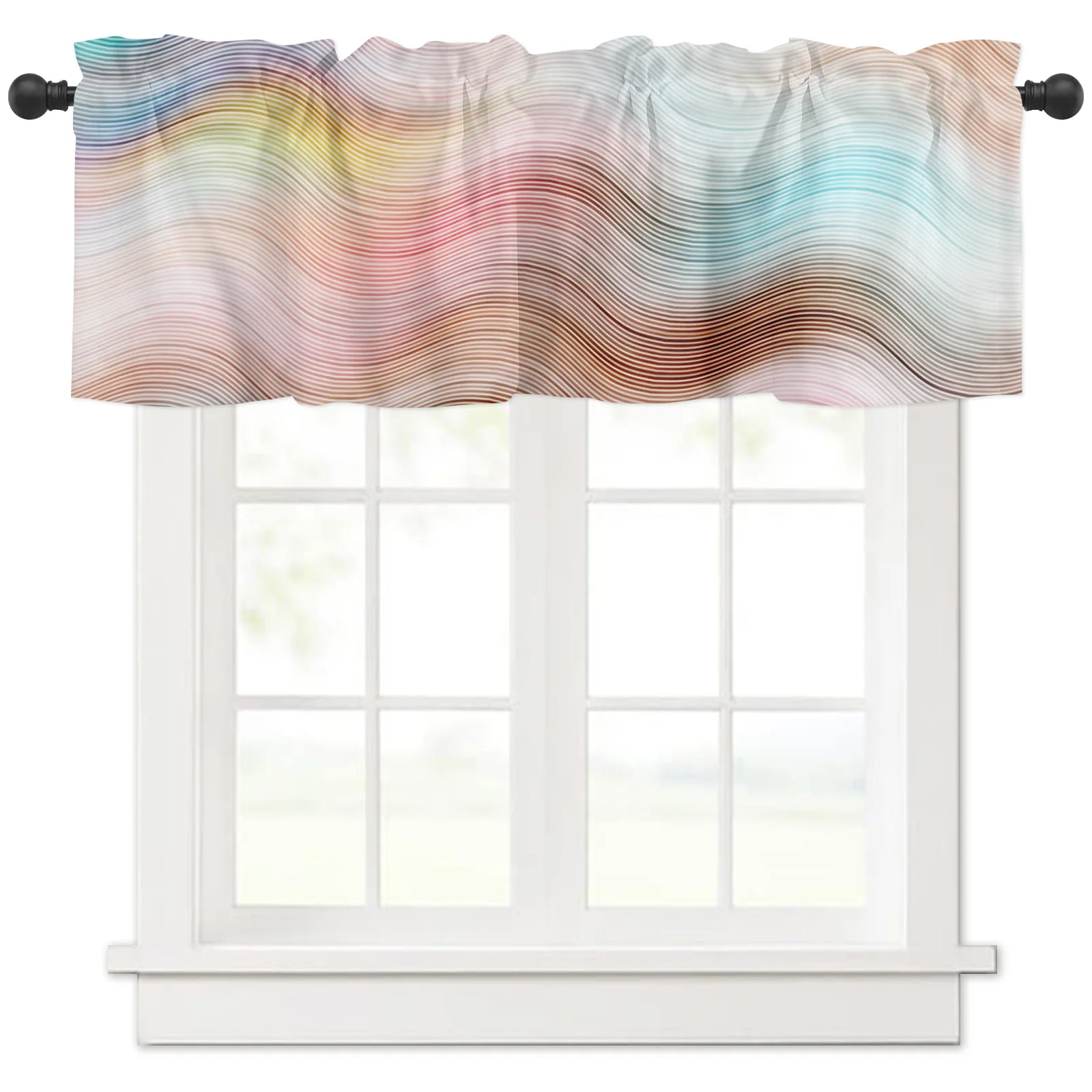 ZEDLIYU Valances for Windows Kitchen Living Room Small Window Valance Abstract Ombre 1 Panel, 54 x 18 Inch