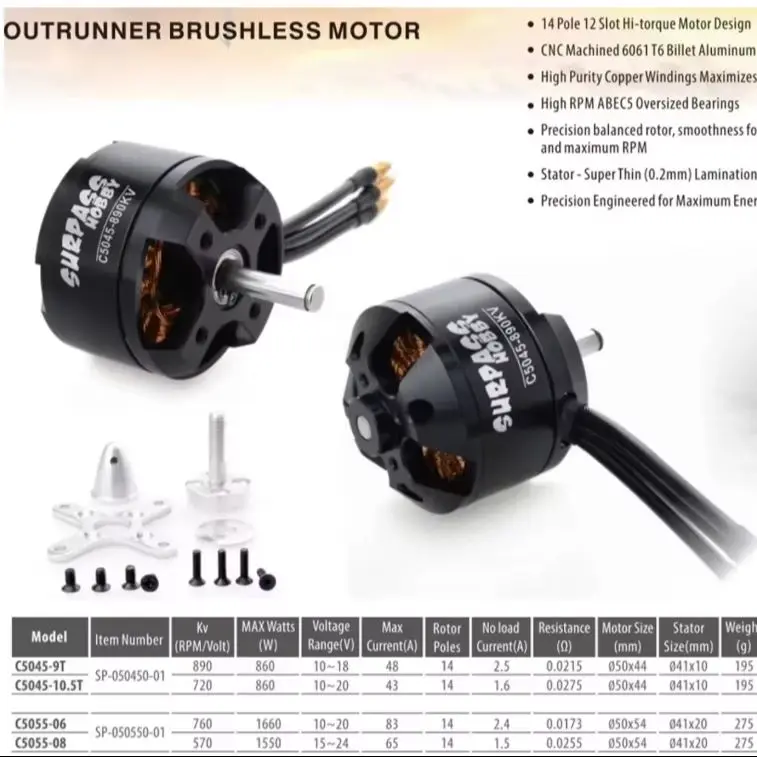 SURPASS HOBBY 5055 Brushless Motor C5055 for RC Model  RC FPV Fixed-wing Airpalne Aircraft Multicopters Motor Upgrade Parts