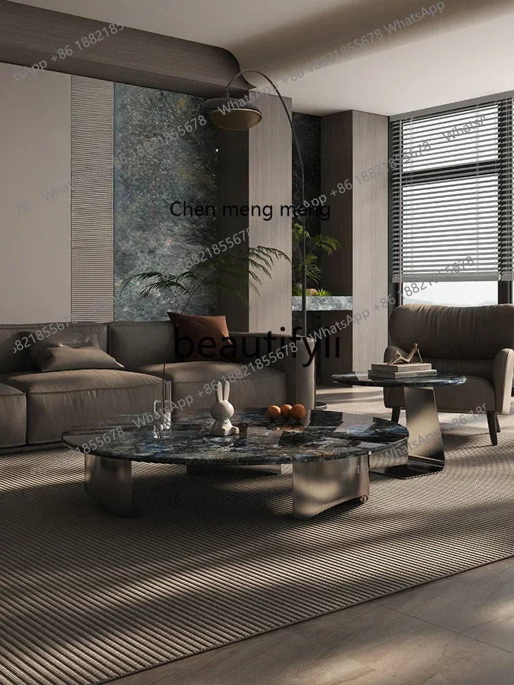 

M178 A Microcrystalline stone round coffee table combination modern light luxury living room home designer