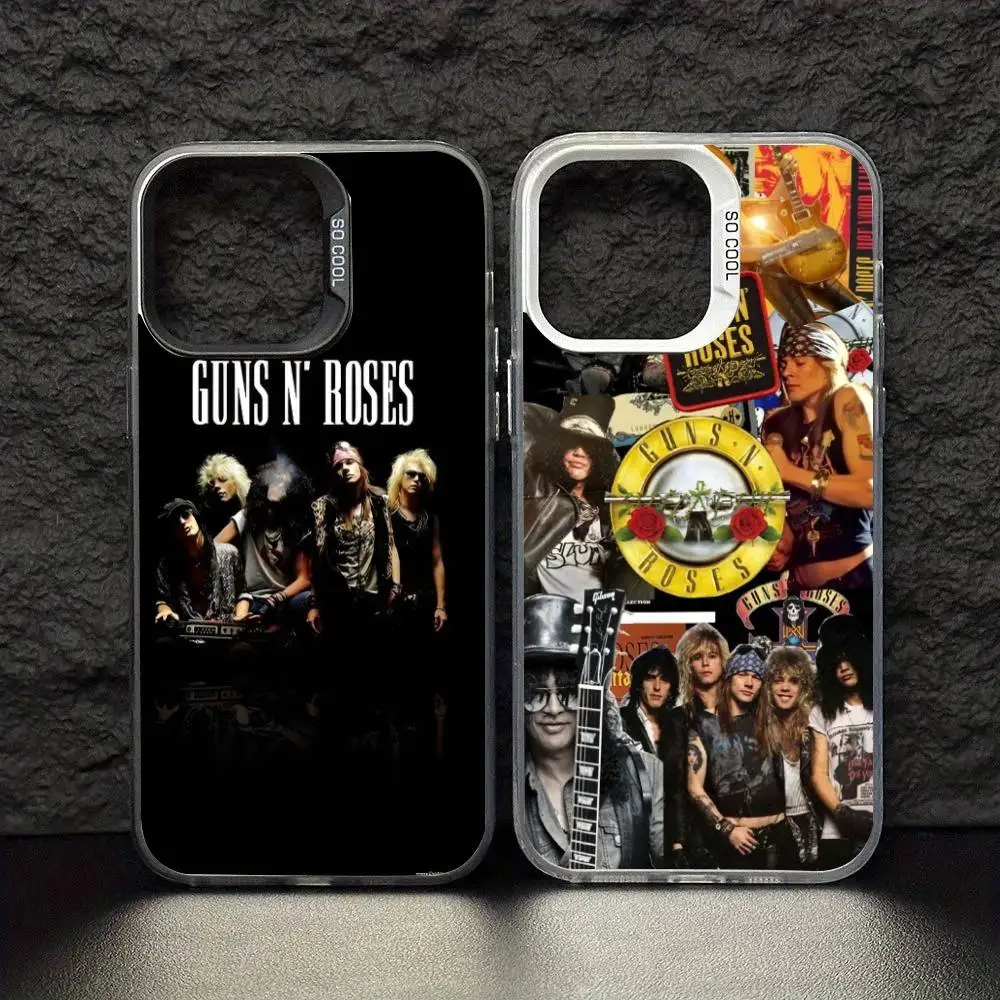 

Band Guns N Roses Phone Case For iPhone 17 16 15 14 13 12 11 Pro Max Plus Silver Matte Black Cover