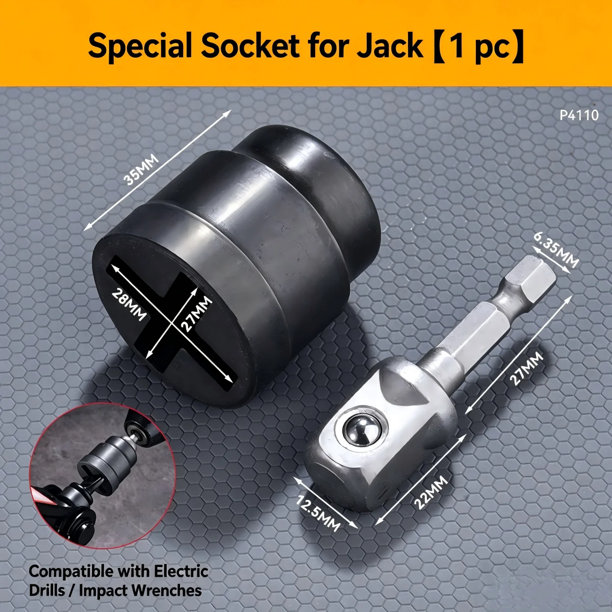 Scissor Jack Adapter Socket Universal Chrome Vanadium Steel Electric Impact Drill Ratchet Wrench Car Jack Lifting Tool Accessory