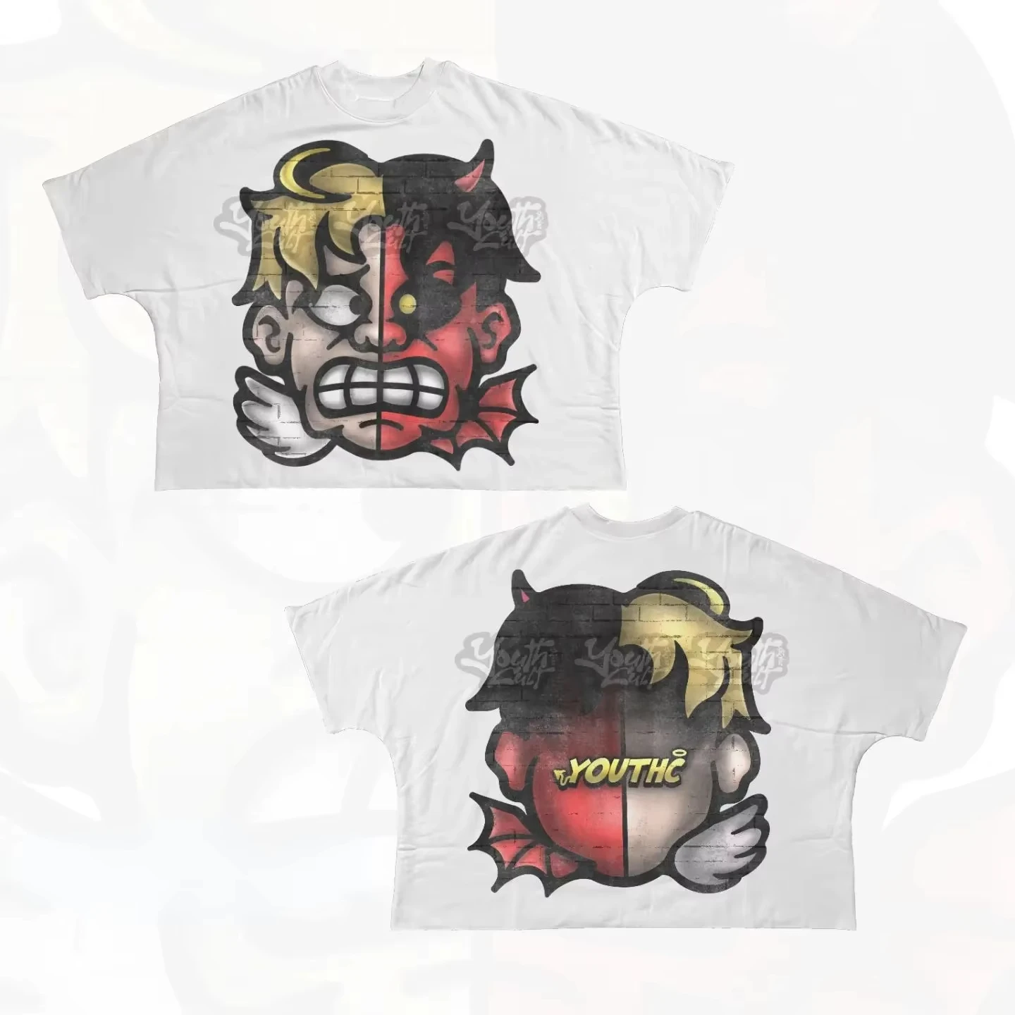 

Y2K с коротким рукавом для мужчин и женщин в стиле Харадзюку, готические персонажи мультфильмов, футболка большого размера с графическим принтом, хлопковые топы с заниженными рукавами в стиле хип-хоп