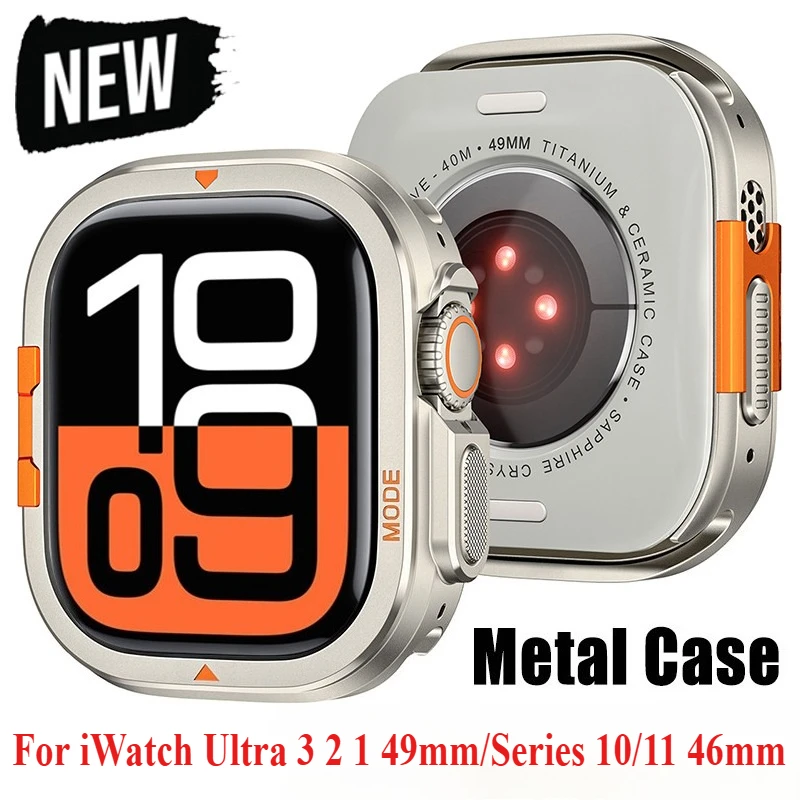 حافظة من سبائك الألومنيوم لساعة أبل Ultra3 49 مللي متر غطاء ساعة معدني ممتص للصدمات لساعة IWatch 11 10 46 مللي متر حافظة واقية ملحقات الساعة