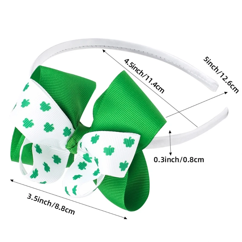 A2ES – bandeau imprimé Shamrock à gros nœud, bandeau pour Saint-Patrick, accessoires Photo créatifs, fournitures vacances