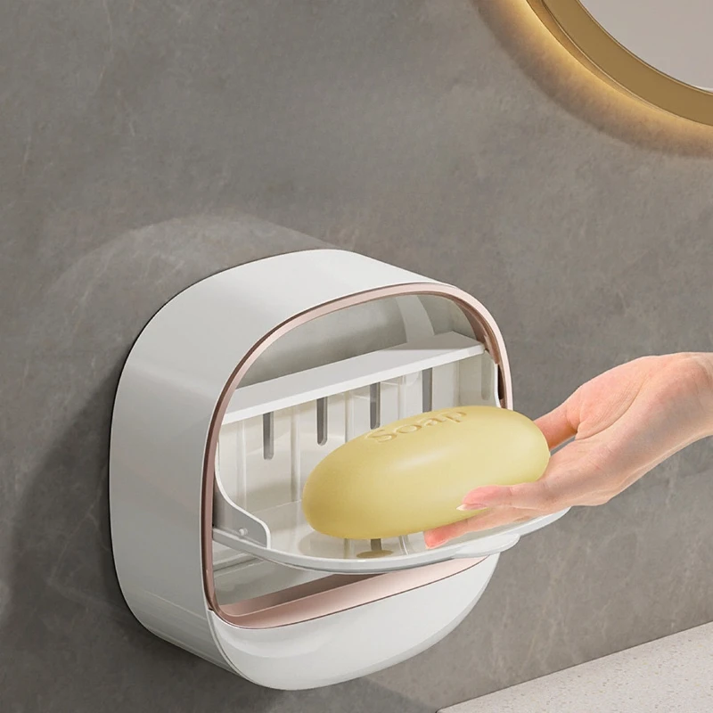 Waterproof Soap Saver Dish, Non-Slip Shower Soap Holder - Leak-Proof Bathroom Storage, Modern Soap Box for Sink