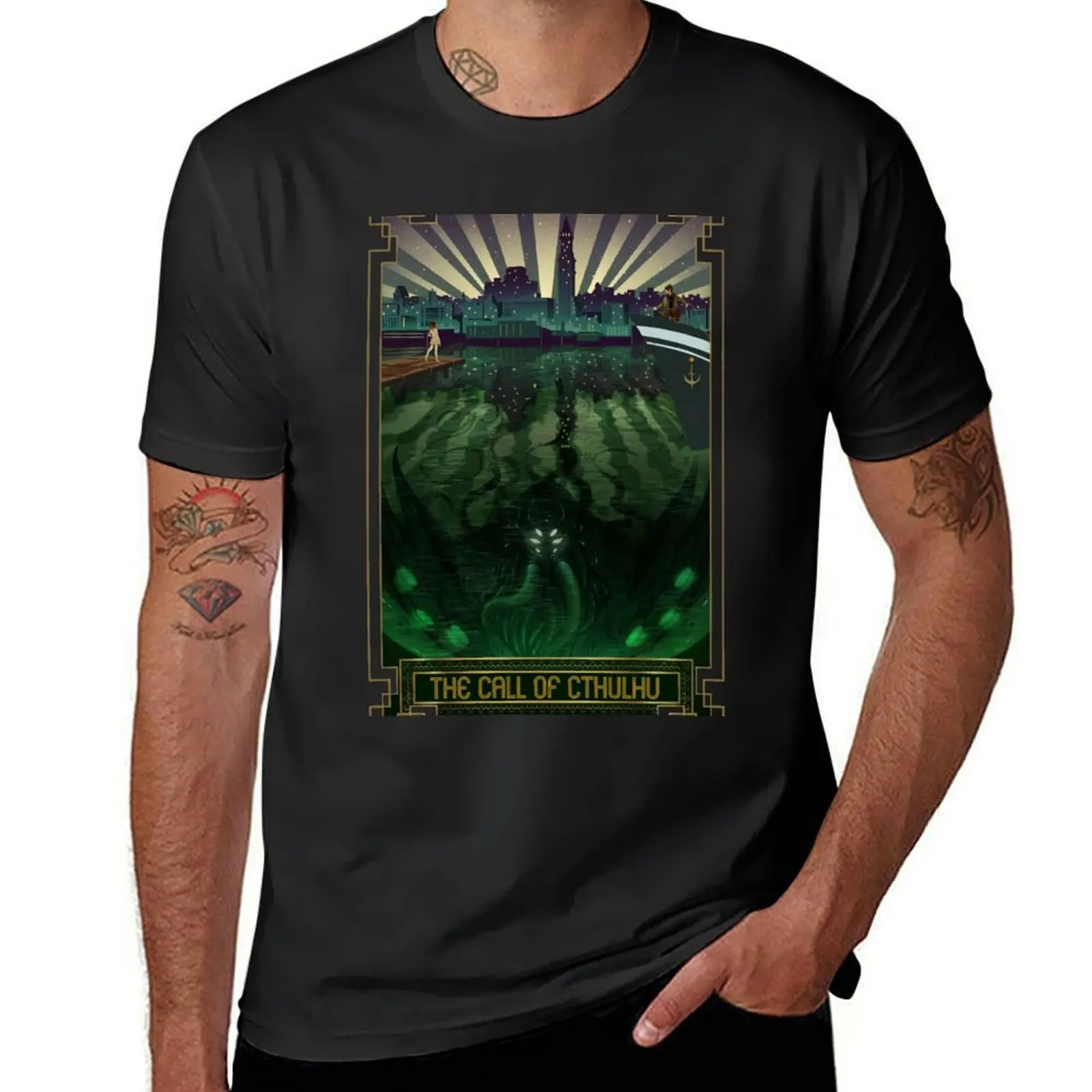 The Call of Cthulhu Art Deco T-Shirt sports fans Short sleeve tee quick-drying mens champion t shirts