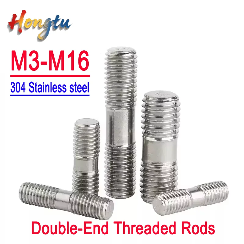 

304 Stainless Steel Double-End Threaded Rods: M3-M16, Dual-Head, Screw Rods, Tooth Sticks