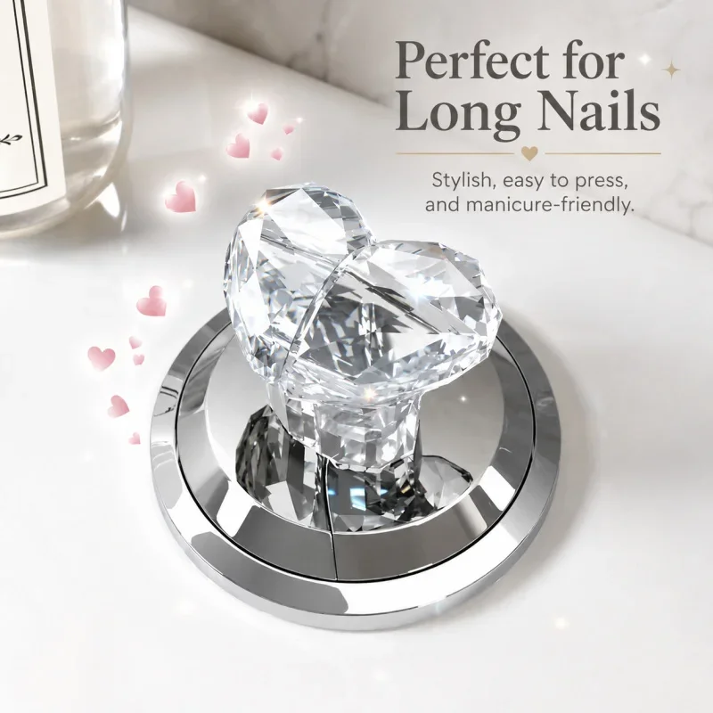 Heart Toilet Flush Button Helper Long Nails Friendly Push Assistant Drawer Knob Lid Lifter for Bathroom