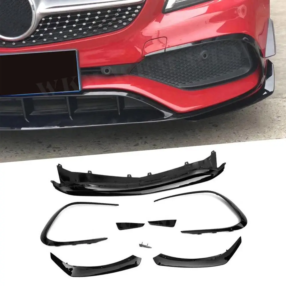 

ABS Front Lip Spoiler Splitters Flap Canards for Benz W117 CLA Class CLA45 AMG 2016-2018 Front Bumper Trim Covers Carbon Fiber