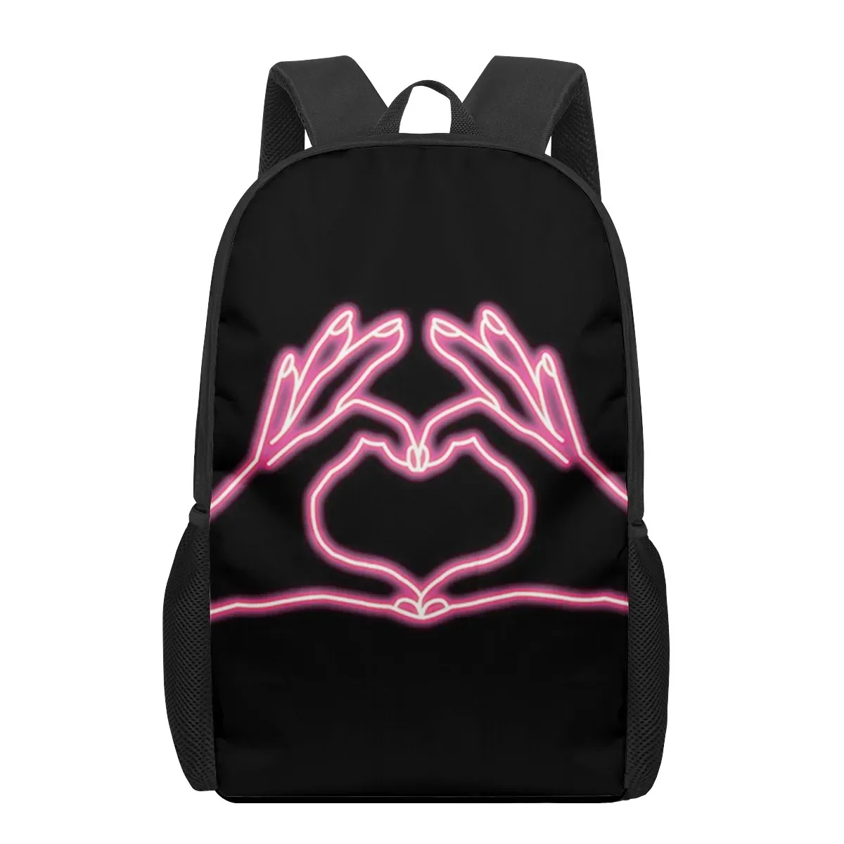 Love Heart Backpack Romantic Flowers Schoolbags for Teen Girl Boys Couple Valentine's Day Gift 16 Inches Double Shoulder Daypack