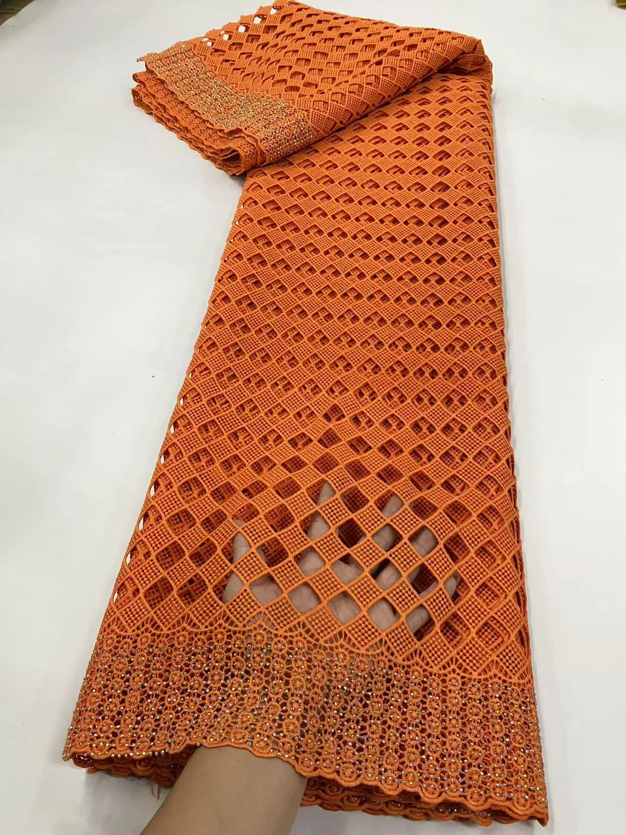 

Luxury Cord Guipure Lace Fabric High Quality African Lace Fabric With Stone Nigerian Fabric French Lace Fabric For Dress H168-1