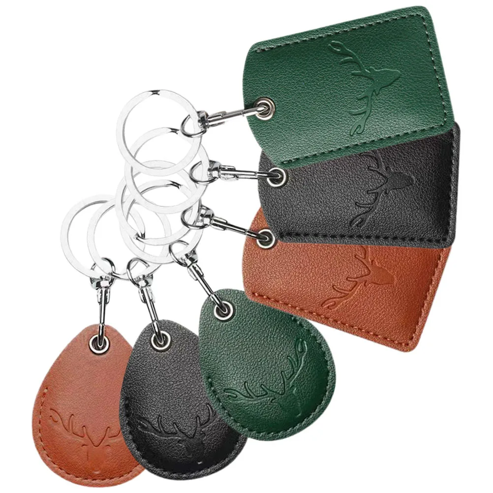 6Pcs Access Card Case Cartoon Cover Keychain Multi-Function PU Entrance Guard Protective Sleeve Pendant Bag