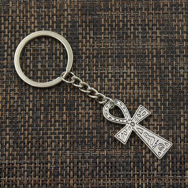 Keychain 39x21mm Egyptian Ankh Life Symbol Cross Pendants DIY Men Jewelry Car Key Chain Ring Holder Souvenir For Gift