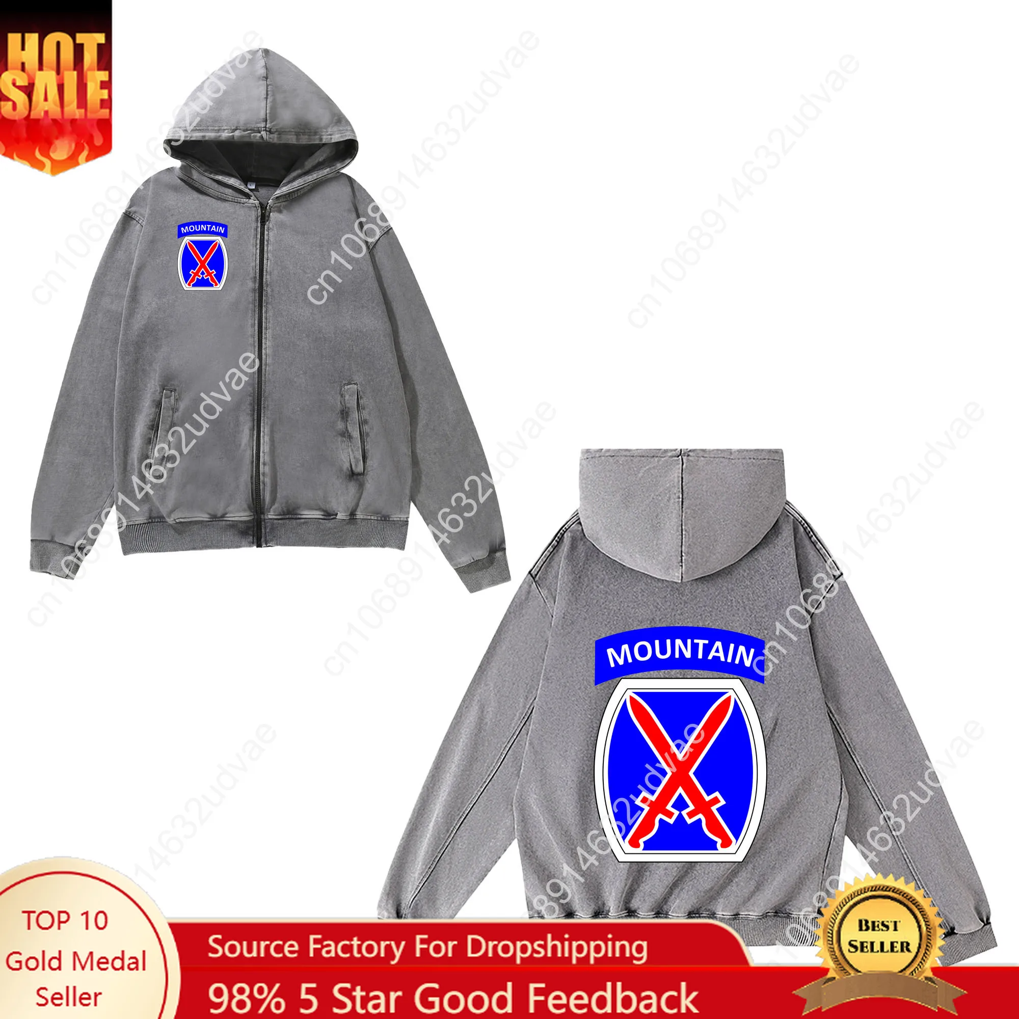 

10th Mountain Division Zipper Sweatshirt Man Woman Teenager Retro Hoodies Vintage Pullover Sweat Shirt with Full Zip Jacket Tops