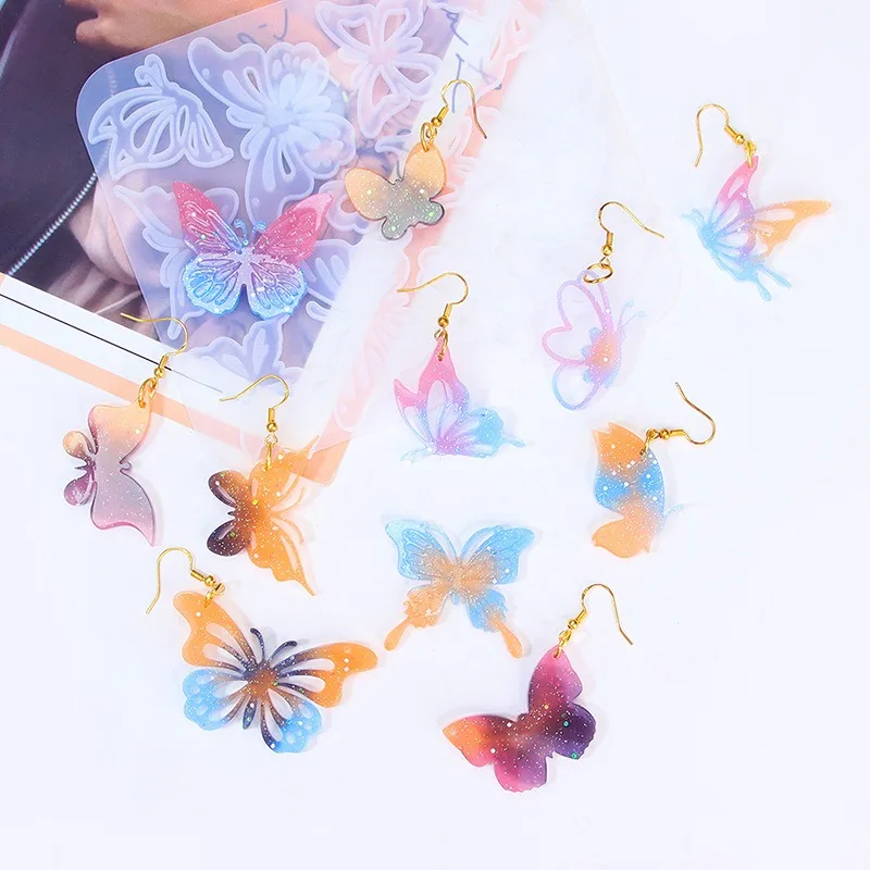 DIY Butterfly Earrings Silicone Mold Butterfly Earrings Pendant Earrings Hairpin Hairpin Charms Resin Molds