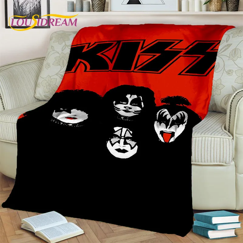 Retro KISS Rock Band Blanket,Soft Throw Blanket for Home Bedroom Living Room Bed Sofa Picnic Office Hiking Leisure Nap Cover