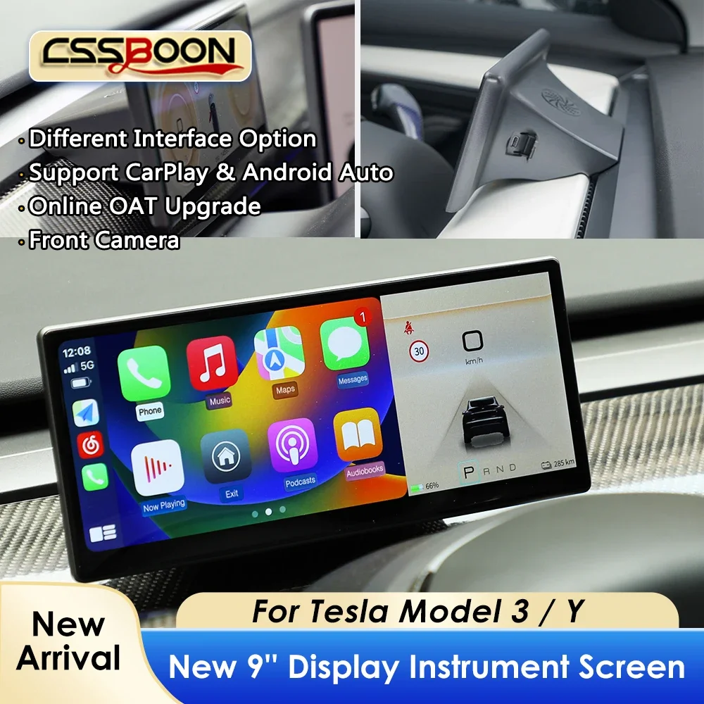 

CSSBOON 9" Dashborad HUD Screen For Tesla Model 3 Y Heads Up Display Won't Affect Air Outlet Car Monitoring Support CarPlay