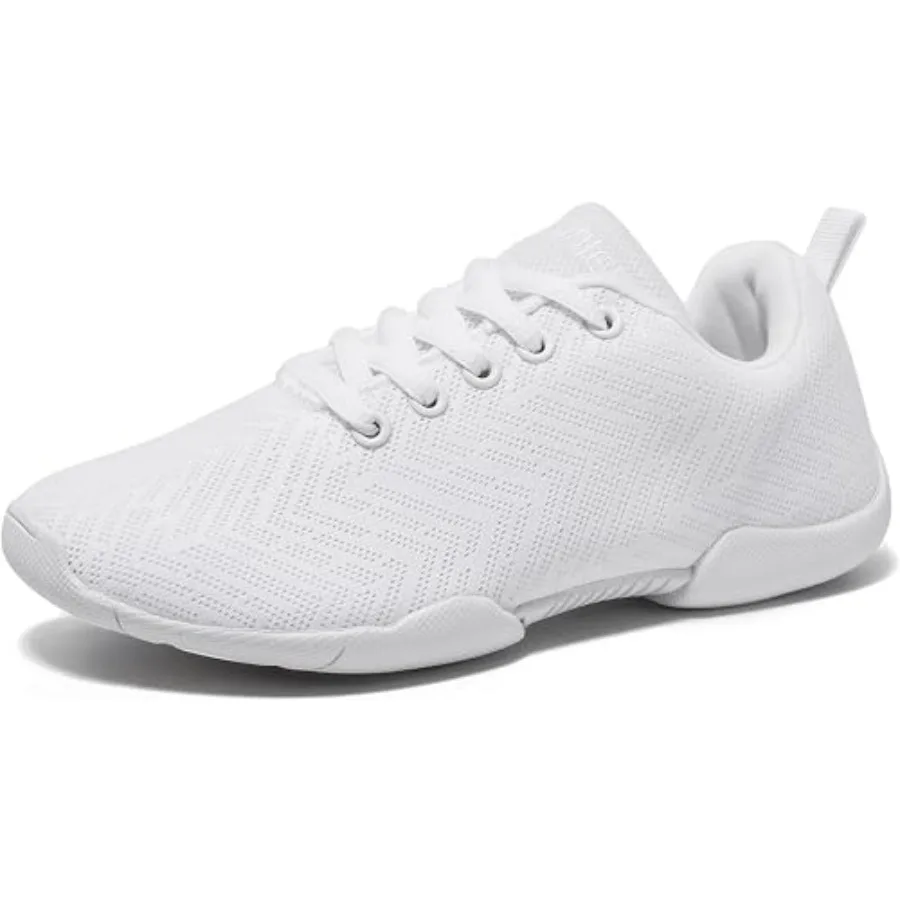 

BAXINIER Girls White Cheerleading Shoes Breathable Youth Cheer Competition Sneakers Athletic Training Dance Tennis Walking Shoe