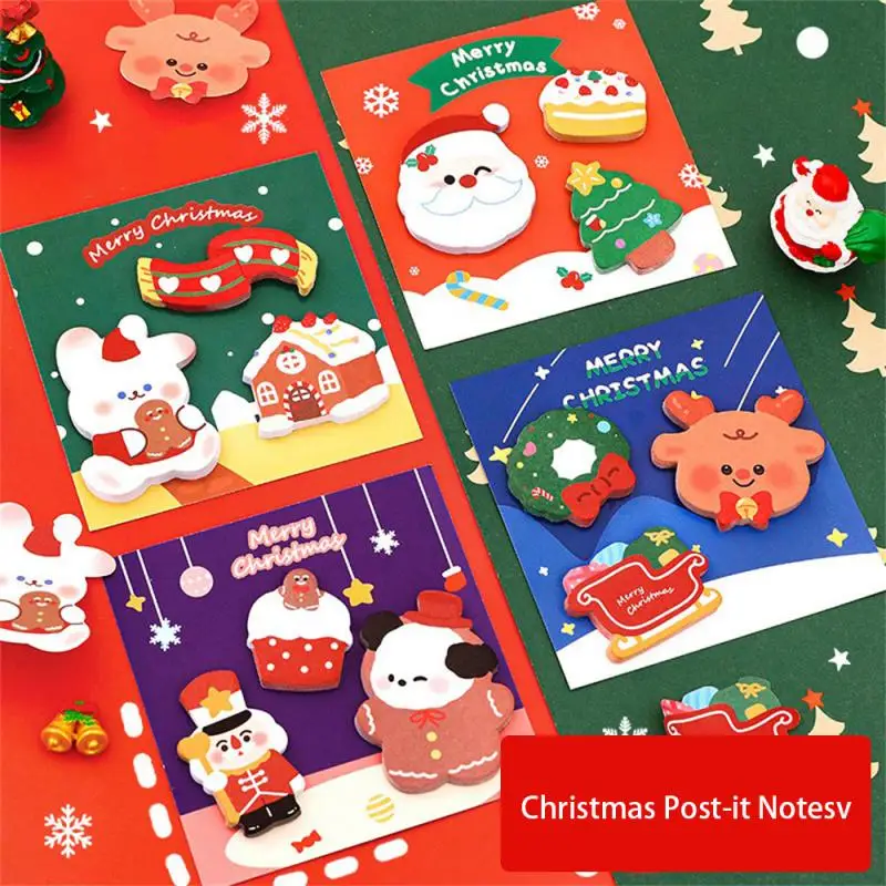 1 Piece Christmas Sticker Sticky Notes Cute Cartoon Adhesive Memo Pad Office Supply School Stationery Stationery Sticker