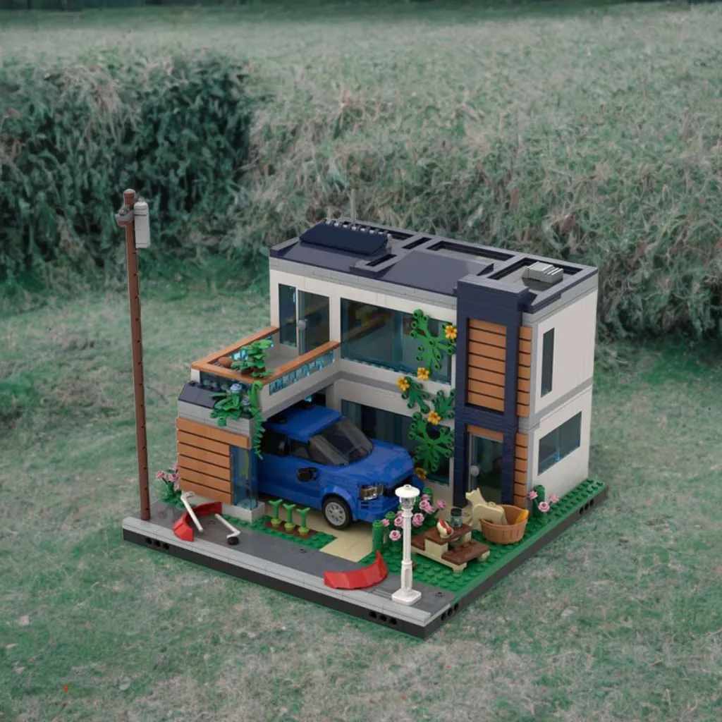 1548 ชิ้น MOC บ้านครอบครัวบ้านแสนสบายฉากที่อยู่อาศัยอาคาร DIY ชุดบล็อกตัวต่อของขวัญวันเกิด