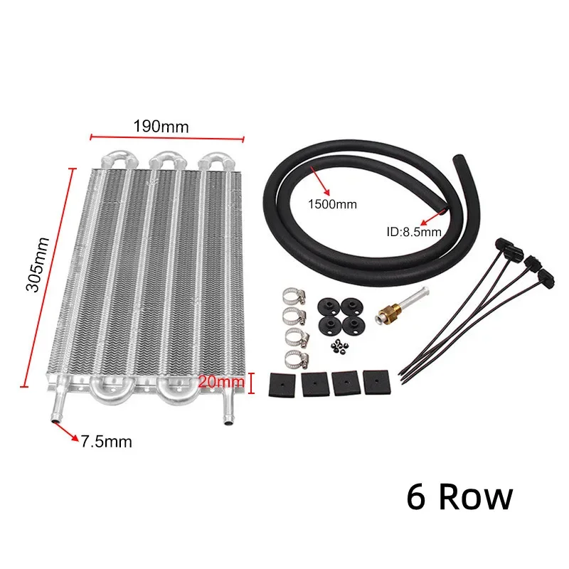 10 Row 8 Row 6 Row 4 Row 2 Row Aluminum Remote Transmission Oil Cooler/Auto-Manual Radiator Converter Kit