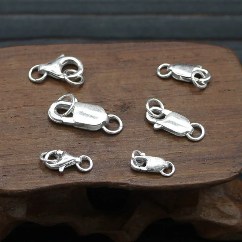 925 sterling silver button necklace button lobster button S M button silver DIY accessory bracelet accessories