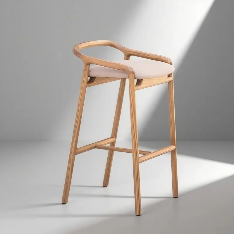 

Modern Outdoor Chair Furniture Nordic Style Restaurant Furniture Teak Wooden Frame Low Back High Bar Stool كرسي Bar Stool
