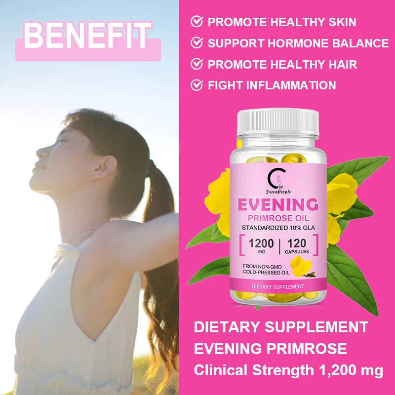 GP Greenpeople Plant Evening Primrose Oil Capsule Promotes Nutritional Support for Women with Healthy Skin&Cardiovascular Health