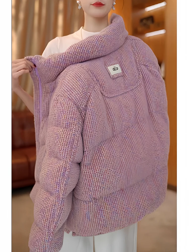 

Warmth And Texture Women's Knitted Cotton Jaet with Hood Winter New Design ort Coat Korean Sle Loose Fit Thiened