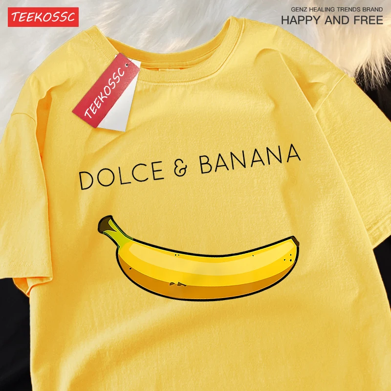 Interesting Yellow Banana Male Female T-Shirts Street Hip Hop T-Shirt Summer Cotton Tshirt Oversized Loose Short Sleeved Couple