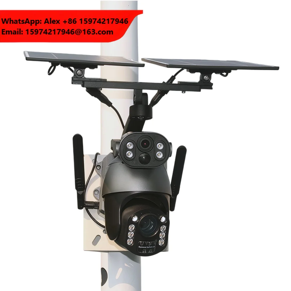 SZGOING 100X Zoom Dual Panel Outdoor Camera Night Vision 4G GSM Sim Card Wifi Solar Energy 3MP Built-in Mic Memory Card CMOS