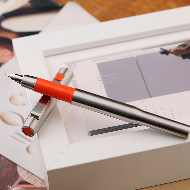 MAJOHN B25 قلم حبر من الفولاذ المقاوم للصدأ رفيع 0.5 مللي متر بنك الاستثمار القومي ، مع محول في الكتابة هدية القلم مدرسة مكتب لوازم مكتبية