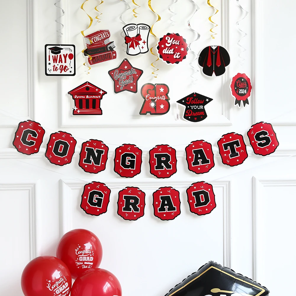 

Graduation Season Theme Party Banners Paper Letter Flags Bunting Garland Congratulation Grads Decorations Class of 2024