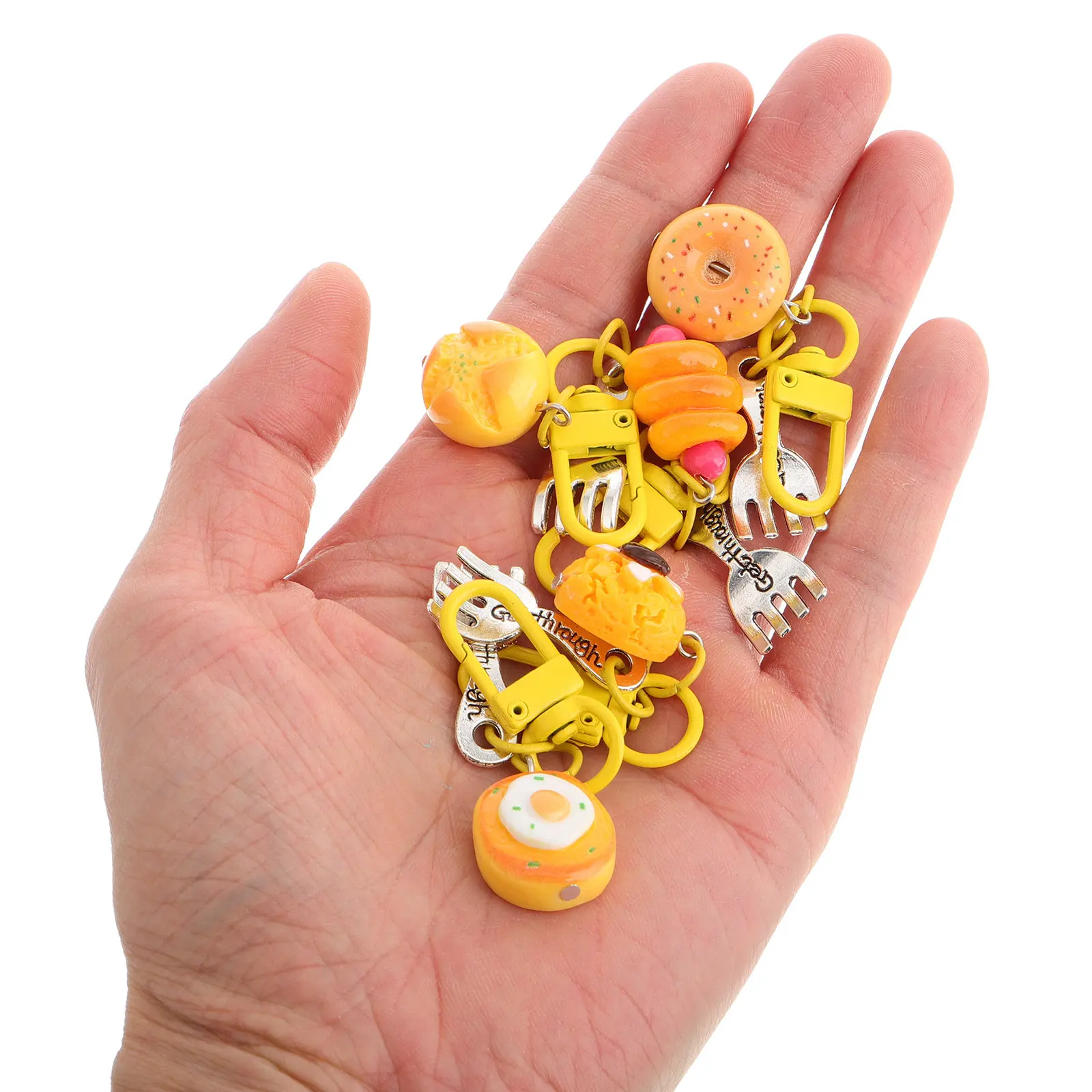 5Pcs Miniature Food Keyring Novelty Bread Donut Keychain Cute Bag Charm Phone Charm Keyring Food Keychains Bag Keychain