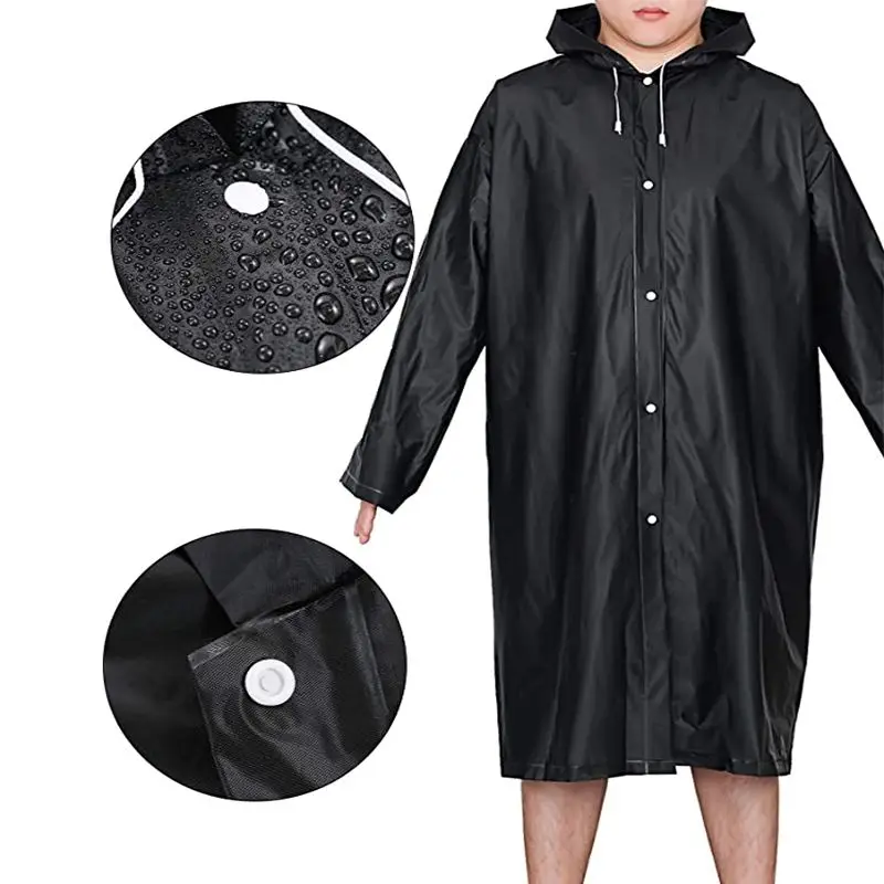 EVA Waterproof Rainwear Suit Essential for Outdoor Women Men Black Unisex Raincoat Thickened Water-proof Rain Coat Adults Child