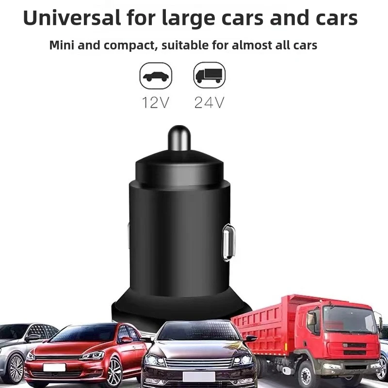 شاحن سيارة مع ضوء ملون للسيارة، إكسسوارات داخلية للسيارات بمنفذين، مدخلات مناسبة لـ 12 فولت أو 24 فولت