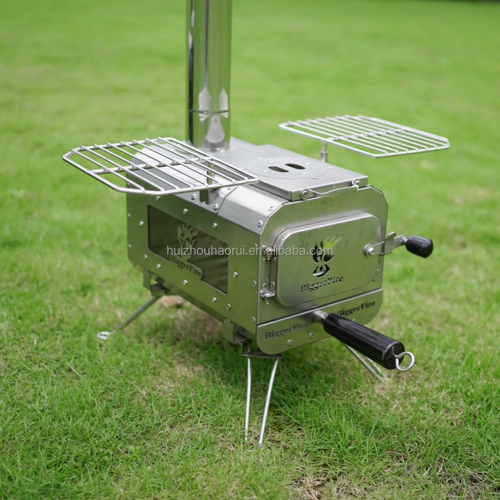 

Camping Stainless Steel Portable Folding Outdoor Wood Burning Tent Stove Camping Grills Tent Sauna Stove With Pipe