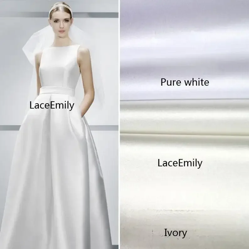 

Thick Matte Satin fabric Ivory Satin fabric For Girl Dress, Wedding Background, Wedding dress, bridal dress 59" width