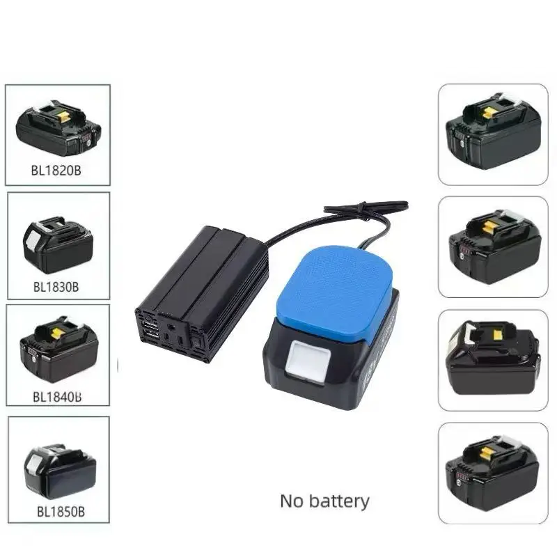 Inversor de corriente de 200 W Compatible con Inversor de fuente de alimentación de batería Makita18V 110/120 V con convertidores USB (batería no incluida)