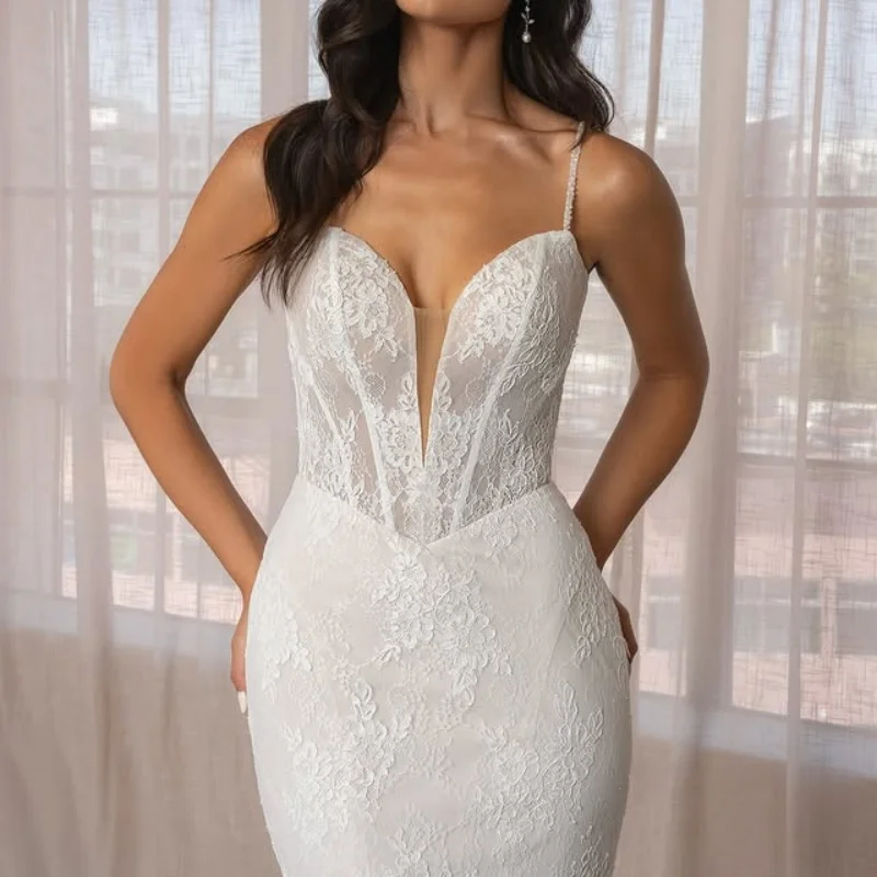 White Wedding Dresses off-shoulder The corset decal Bridal Gowns fishtail decoration multi-layer Made ﻿Customize