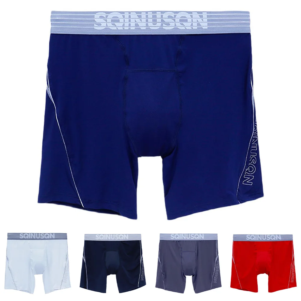

Comfortable Men Boxer Briefs Breathable Underpants Ice Silk Soft Stretch Underwear with Nylon Spandex Material