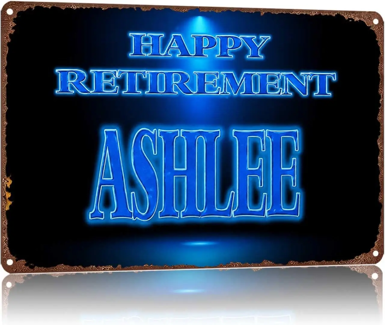 Metal Sign Happy Retirement Blue Neon Style Wall Decor | Classic  ,Retro,Waterproof Aluminum,Funny,UV-printing,Easy To Install,R