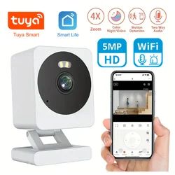 Tuya Smart Life WiFi Camera 5MP HD 1080P Motion Detection Color Night Vision Wireless CCTV Surveillance Camera