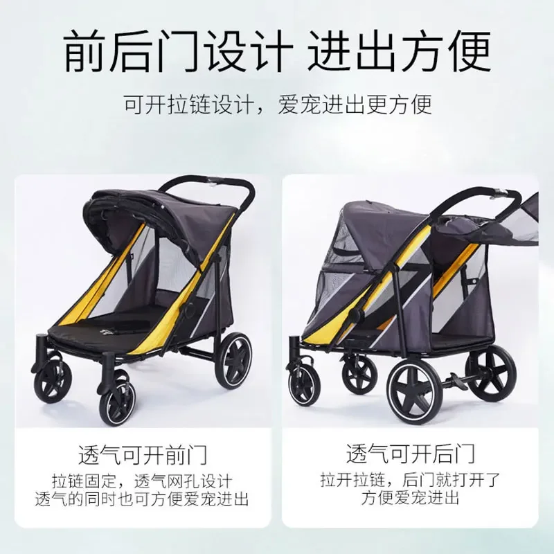 Carga-Bearing Dog Stroller, leve, Llightweight, Folding, Grande Pet Pull Cart, 60kg